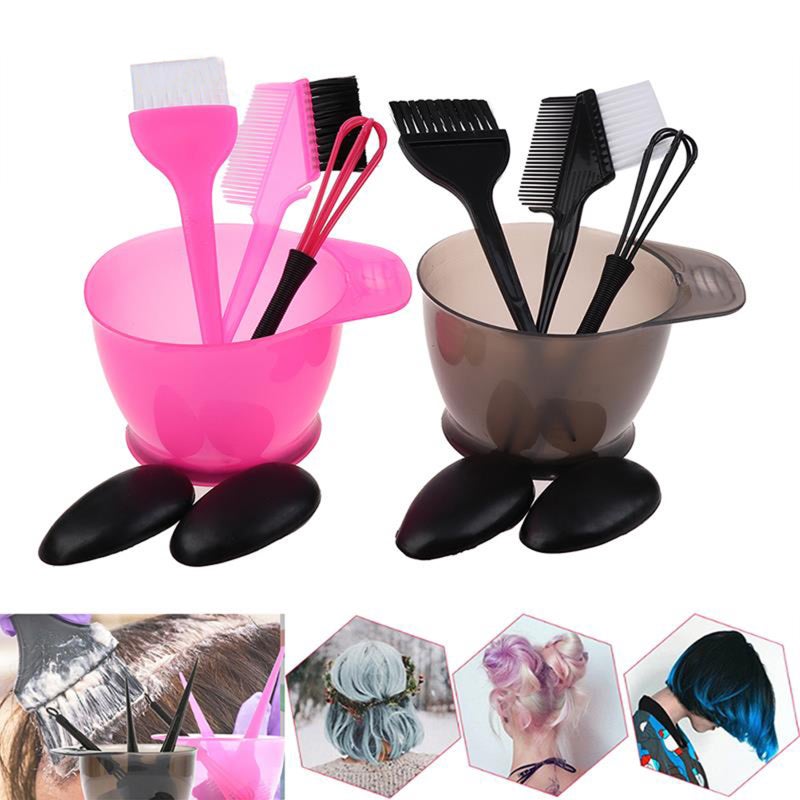 Hair Dye Kit: Pink 1 Coloring Bowl, 1 Nylon Wool Brush, 1 Comb, 1 Pair Ear Caps, 1 Mixer - Stiff Yet Flexible Bristles For Even Application, Hair Coloring Accessory Kit For DIY Home Dyeing, Salon Hair - Image 3