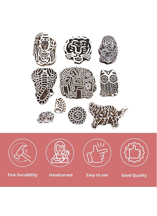 Hashcart Hashcart Hand-Carved Beautiful Design Baren Printing Stamps - Set of 10  - Image 2
