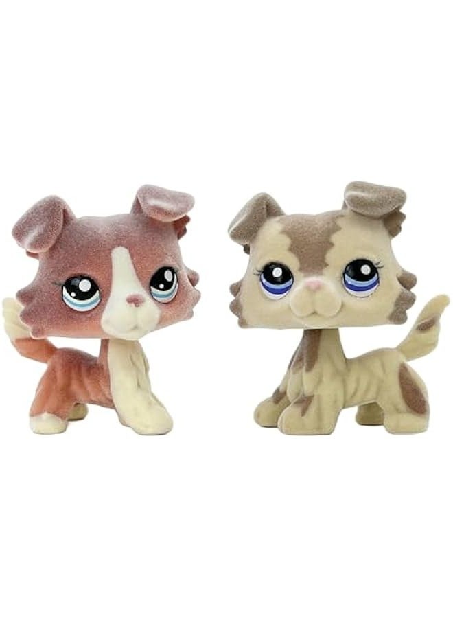 2pcs Custom-Made Flocked Animal Figure Fuzzy Collie Great Dane Dachshund Cocker Spaniel Dog Short Hair cat Old Pet Shop Toy Birthday Party Favor (#1542 and #2210)  - Image 4