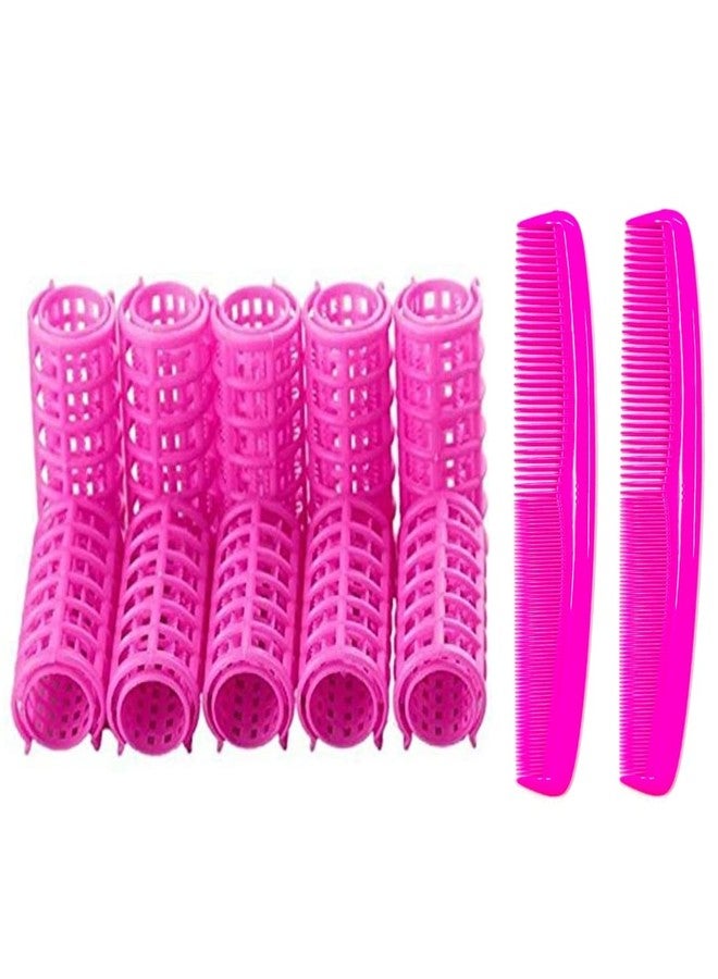 Maple Plastic Rollers Hair Curler Multicolor & Hair Comb Combo (Pack of 12) - Image 1