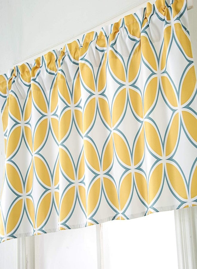 Annlaite Geo Valance for Windows(52 by 18 inches) Elegant Colorful Printed Room Darkening Window Curtain Valance for Kitchen/Bathroom/Living Room/Backdrop 1 Panel Yellow - Image 3
