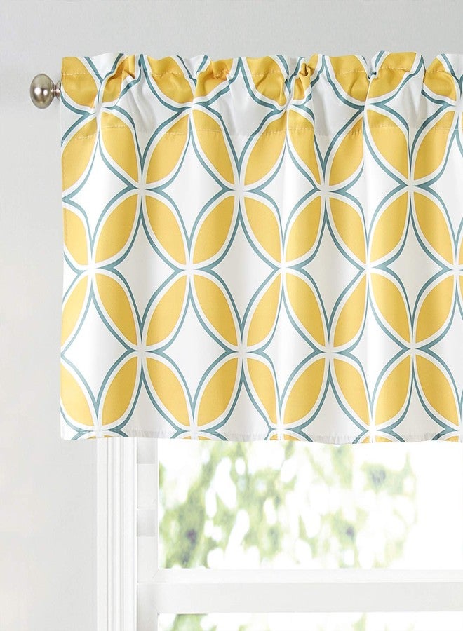 Annlaite Geo Valance for Windows(52 by 18 inches) Elegant Colorful Printed Room Darkening Window Curtain Valance for Kitchen/Bathroom/Living Room/Backdrop 1 Panel Yellow - Image 1