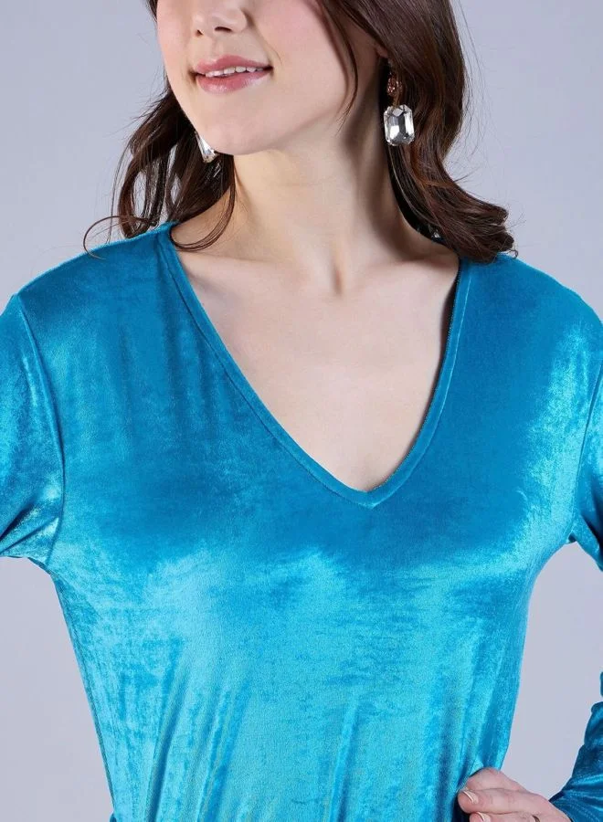 Freehand  Women Regular Fit Solid V-Neck Long Sleeve Wrap Dress for Women | Best Price UAE