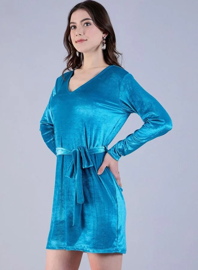 Freehand  Women Regular Fit Solid V-Neck Long Sleeve Wrap Dress for Women | Best Price UAE