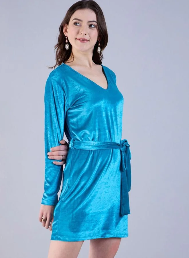 Freehand  Women Regular Fit Solid V-Neck Long Sleeve Wrap Dress for Women | Best Price UAE