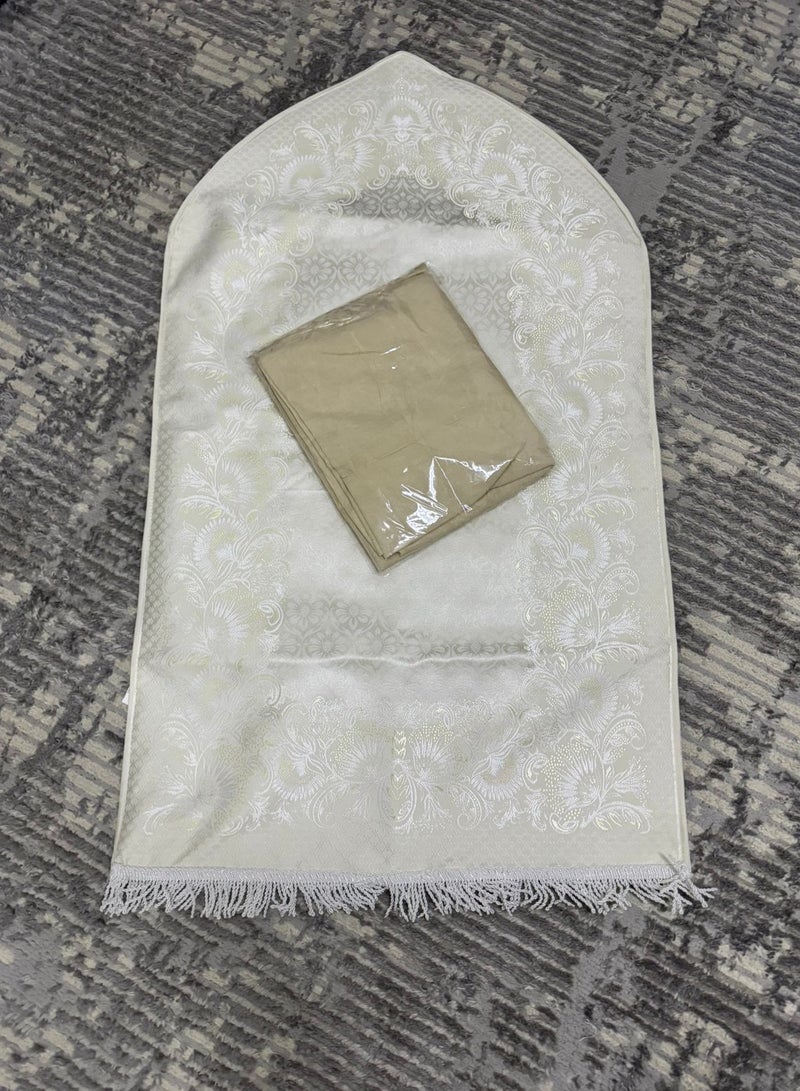 Embroidered jacquard prayer rug with Jalal open prayer sheet - Image 2