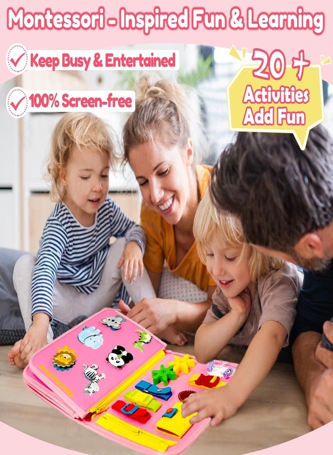 Qizfun Activity Busy Board Montessori Toy from 1 2 3 4 Years, Sensory Learning Toy for Toddlers 1-3, Car Aeroplane Travel Motor Skills Toy for Children from 2-4 Years, Gift for Boys Girls - Image 2