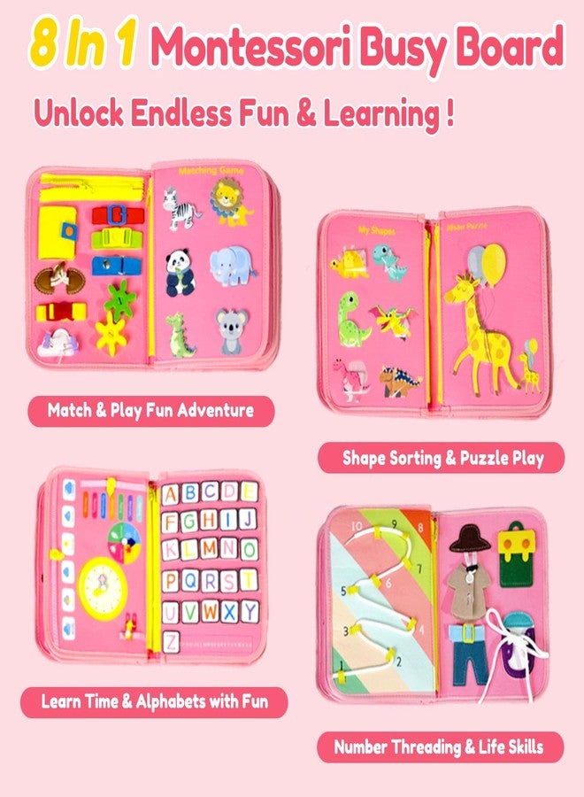Qizfun Activity Busy Board Montessori Toy from 1 2 3 4 Years, Sensory Learning Toy for Toddlers 1-3, Car Aeroplane Travel Motor Skills Toy for Children from 2-4 Years, Gift for Boys Girls - Image 3