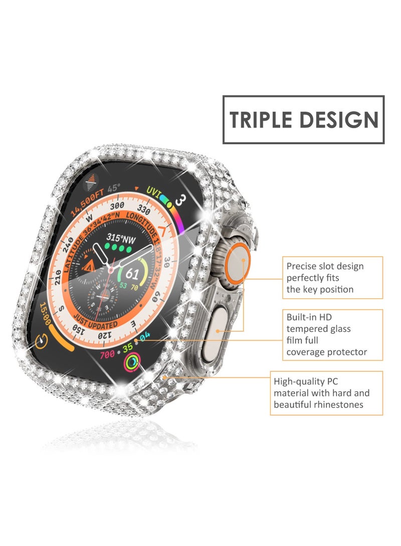 SYOSI 3-Pack Compatible with Apple Watch Ultra 49mm Cases Crystal Diamond Protective Bumper Covers with Screen Protector for iWatch Ultra 2/Ultra Men Women, (49mm, Black/Rainbow/Clear) - Image 3