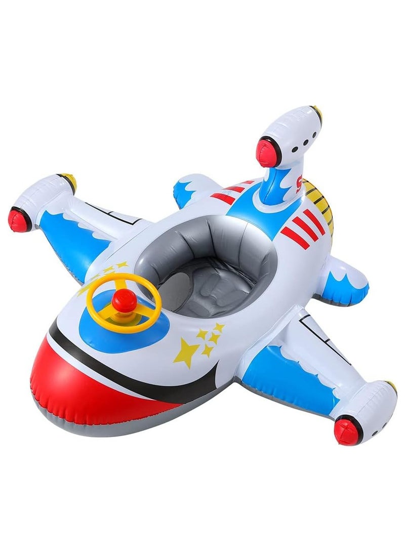 TOMSHOO Baby Swim Float,Inflatable Baby Swimming Float,Airplane Infant Pool Float,Airplane Shape Swimming Ring,Cartoon Design Swim Float,Children Inflatable Swimming Ring for 1-6 years old （White） - Image 1