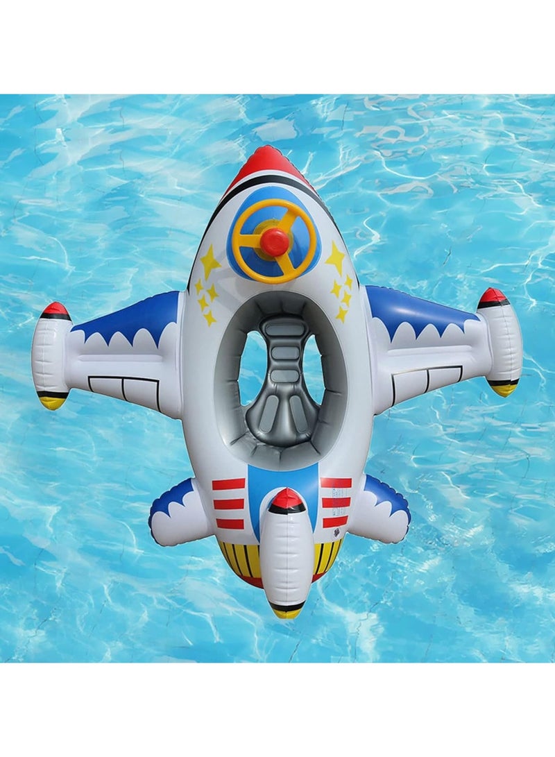 TOMSHOO Baby Swim Float,Inflatable Baby Swimming Float,Airplane Infant Pool Float,Airplane Shape Swimming Ring,Cartoon Design Swim Float,Children Inflatable Swimming Ring for 1-6 years old （White） - Image 2