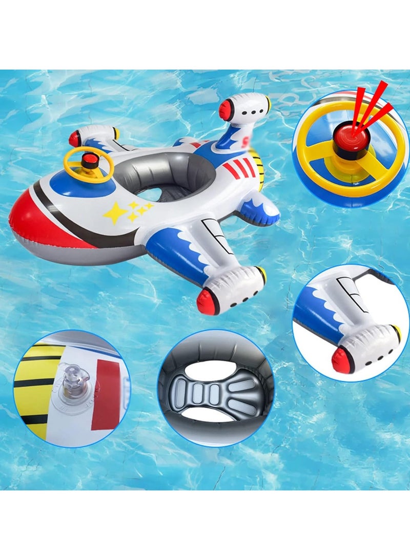 TOMSHOO Baby Swim Float,Inflatable Baby Swimming Float,Airplane Infant Pool Float,Airplane Shape Swimming Ring,Cartoon Design Swim Float,Children Inflatable Swimming Ring for 1-6 years old （White） - Image 3