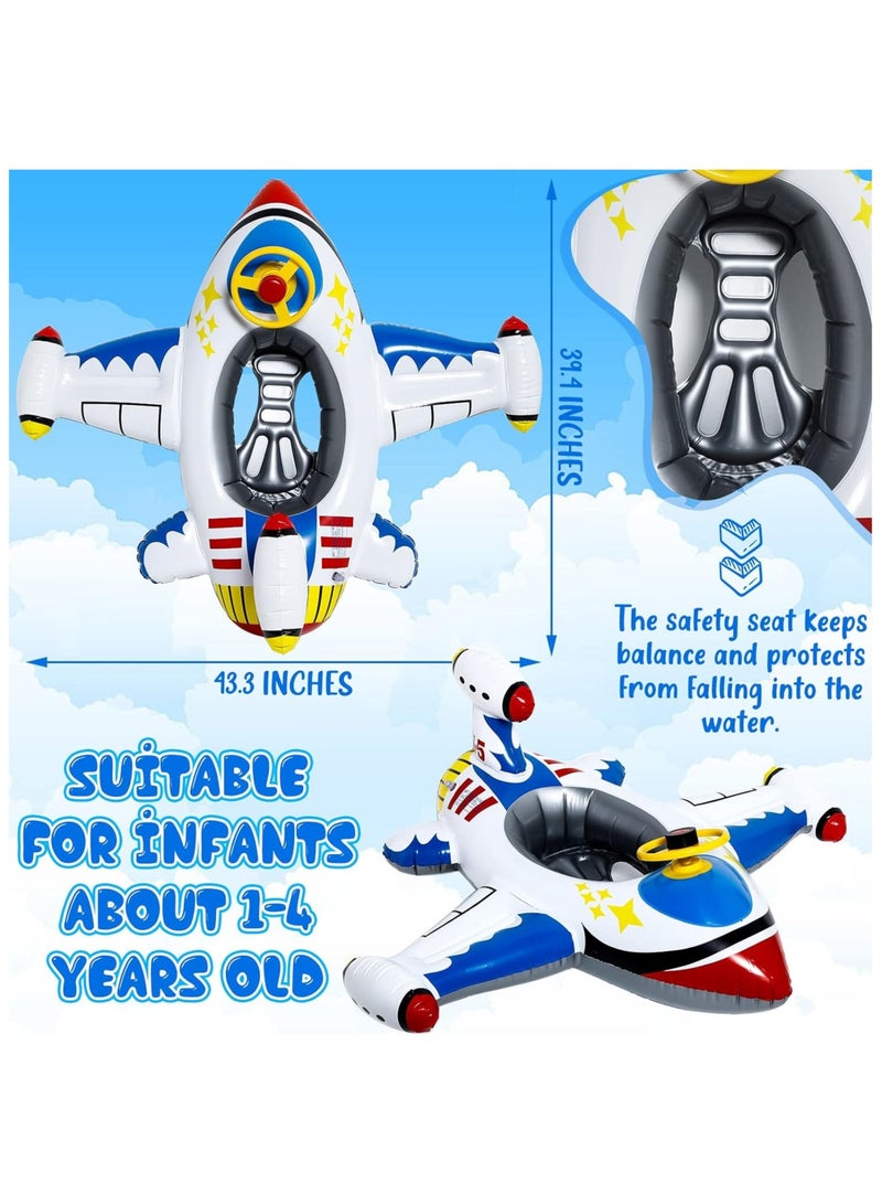 TOMSHOO Baby Swim Float,Inflatable Baby Swimming Float,Airplane Infant Pool Float,Airplane Shape Swimming Ring,Cartoon Design Swim Float,Children Inflatable Swimming Ring for 1-6 years old （White） - Image 4