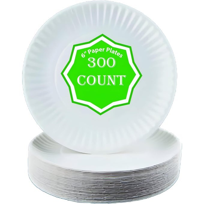 PAPER PLATE 6 PAPER PLATES WHITE PACK OF 300 PACKAGING MAY VARY