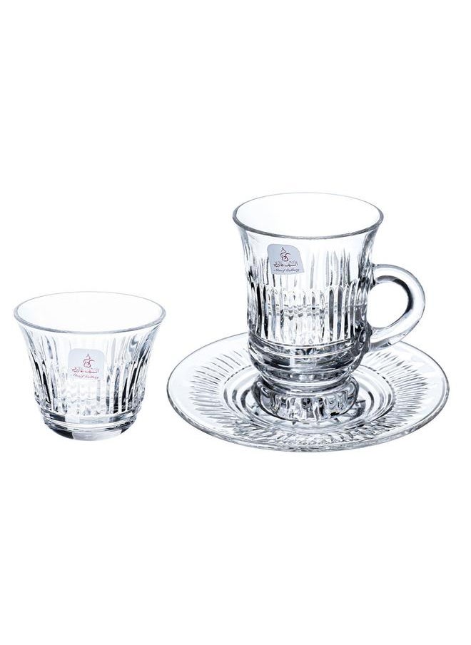Alsaif Glass Tea And Coffee Set 18 Pieces Transparent  - Image 1