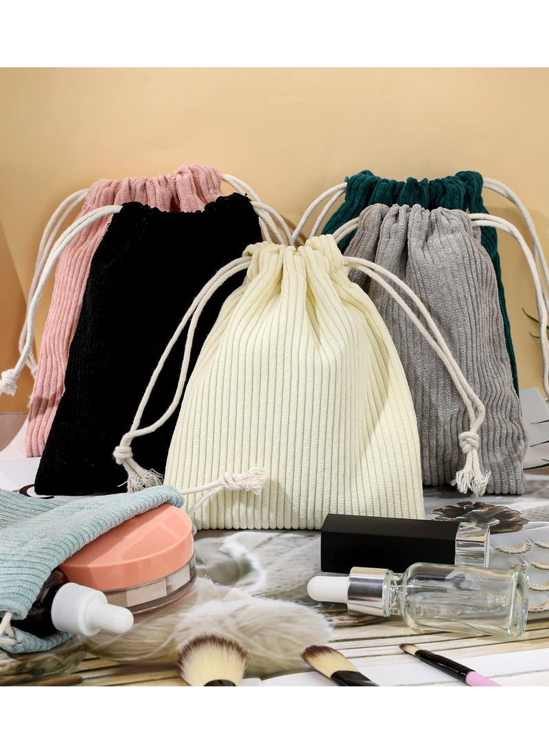Compact Velvet Makeup Bag Set - 6 Drawstring Pouches for Cosmetics, Jewelry & Headphones - Portable Storage Solution for Travel & Daily Use  - Image 5
