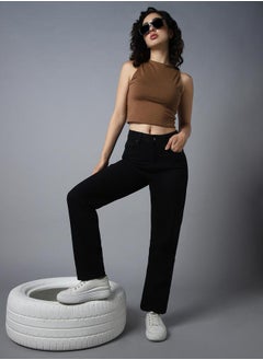 HIGH STAR High Rise Solid Regular Fit Jeans by Styli  - Image 5