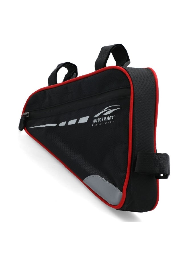 AUTOSMART Zipper Closure Polyester Bike Bag with Adjustable Handles Bike Bag Black and Red 1.8 L - Image 3
