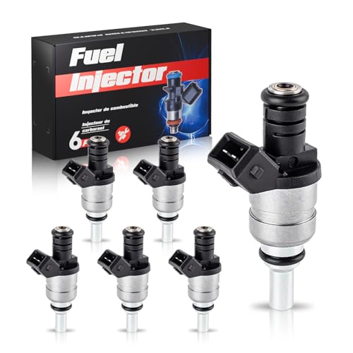 ENA 2 Holes Fuel Injectors Compatible with BMW 325i 325Ci 325xi 328i 320i 323i 525i X3 Z4 323Ci 328Ci 528i Z3 25L L6 1999 2000 2001 2002 2003 2004 2005 Replacement for 1427240 13537546244 Set of 6 - Image 1