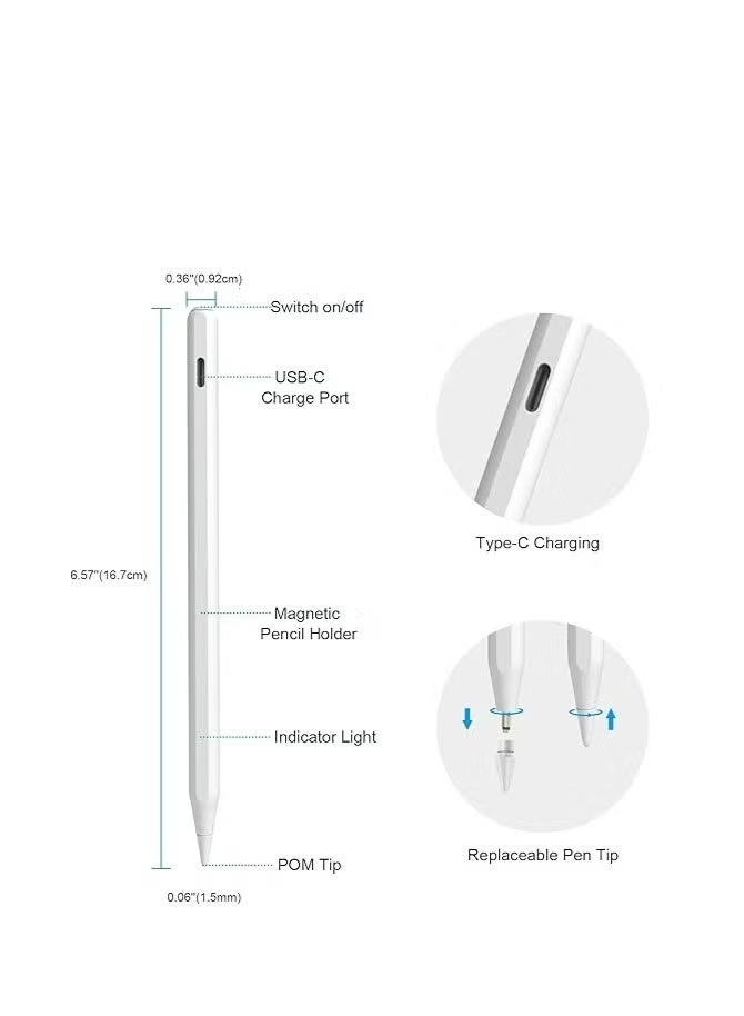 قلم لمس متوافق مع iPad Pro مقاس 13/12.9/11 بوصة، وiPad Air M3/M2 (2025)، وiPad من الجيل السادس إلى الحادي عشر - شحن سريع، خاصية منع لمس راحة اليد، دقة عالية - Image 1