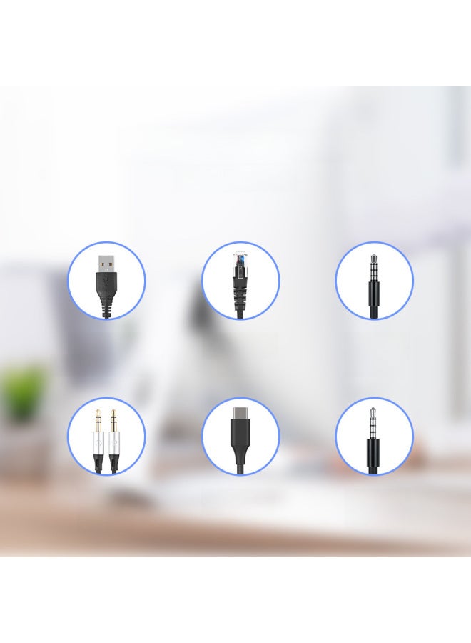 نيوترل كمبيوتر خدمة العملاء المروري المثبت على الرأس - سماعة رأس مكتبية سلكية من نوع USB - سماعة هاتف أرضي بدبوس كهربائي مع تقليل الضوضاء - Image 3