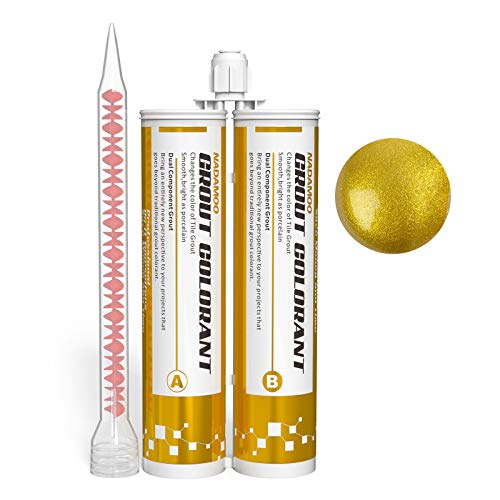 NADAMOO Epoxy Grout Glittering Gold, Dual Tubes Waterproof Tile Grout 19oz 400ml, Restore Tile Grout Line for Shower Bathroom Wet Room Kitchen, Caulk Gun NOT Included - Image 1