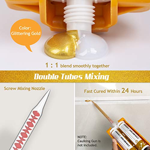 NADAMOO Epoxy Grout Glittering Gold, Dual Tubes Waterproof Tile Grout 19oz 400ml, Restore Tile Grout Line for Shower Bathroom Wet Room Kitchen, Caulk Gun NOT Included - Image 2