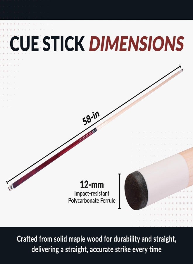 Hathaway Conquest 58-in Maple Pool and Billiard Cue and Case Set - Red - Image 2