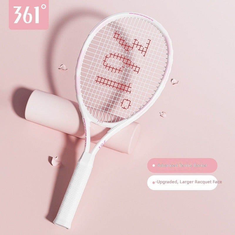 361° Authentic Tennis Racket Set for Beginners - Lightweight & Durable - Single - Light Cherry Pink [Free Racquet Bag]