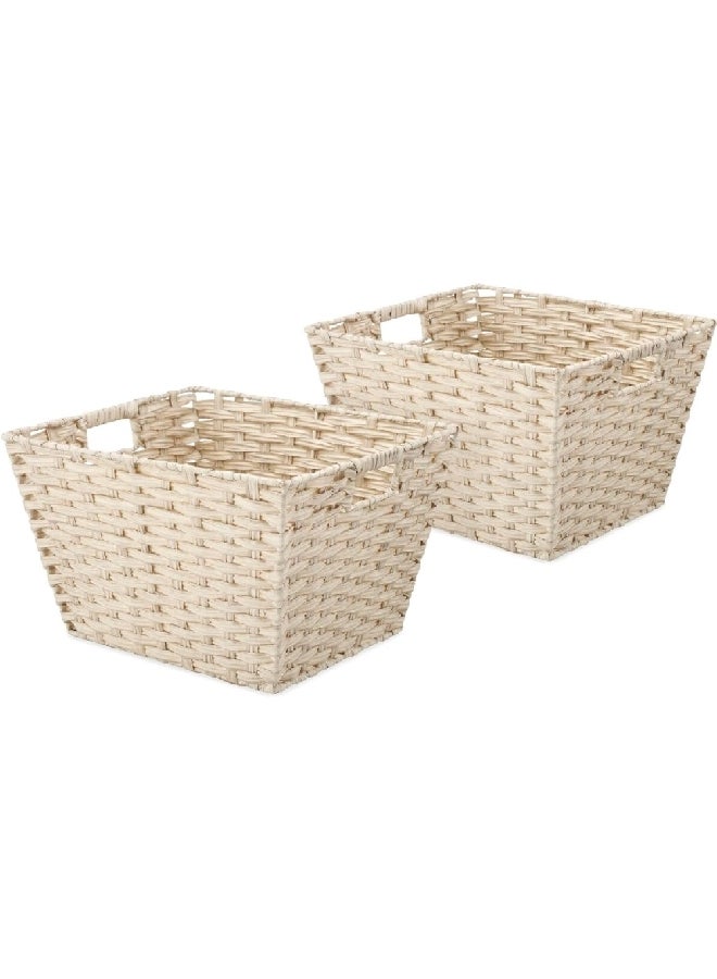 Whitmor Split Rattique Rectangular Medium Storage Tote Linen 24.1 x 31.8 x 36.8 cm 5768-105-2-LIN  - Image 2