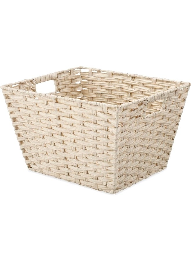 Whitmor Split Rattique Rectangular Medium Storage Tote Linen 24.1 x 31.8 x 36.8 cm 5768-105-2-LIN  - Image 1