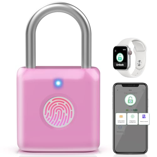 Pothunder Fingerprint Padlock, Locker Lock, Combination Lock, Fingerprint Lock with APP Unlock, USB Rechargeable, Suitable for Gym Locker, Door, Locker - Image 1