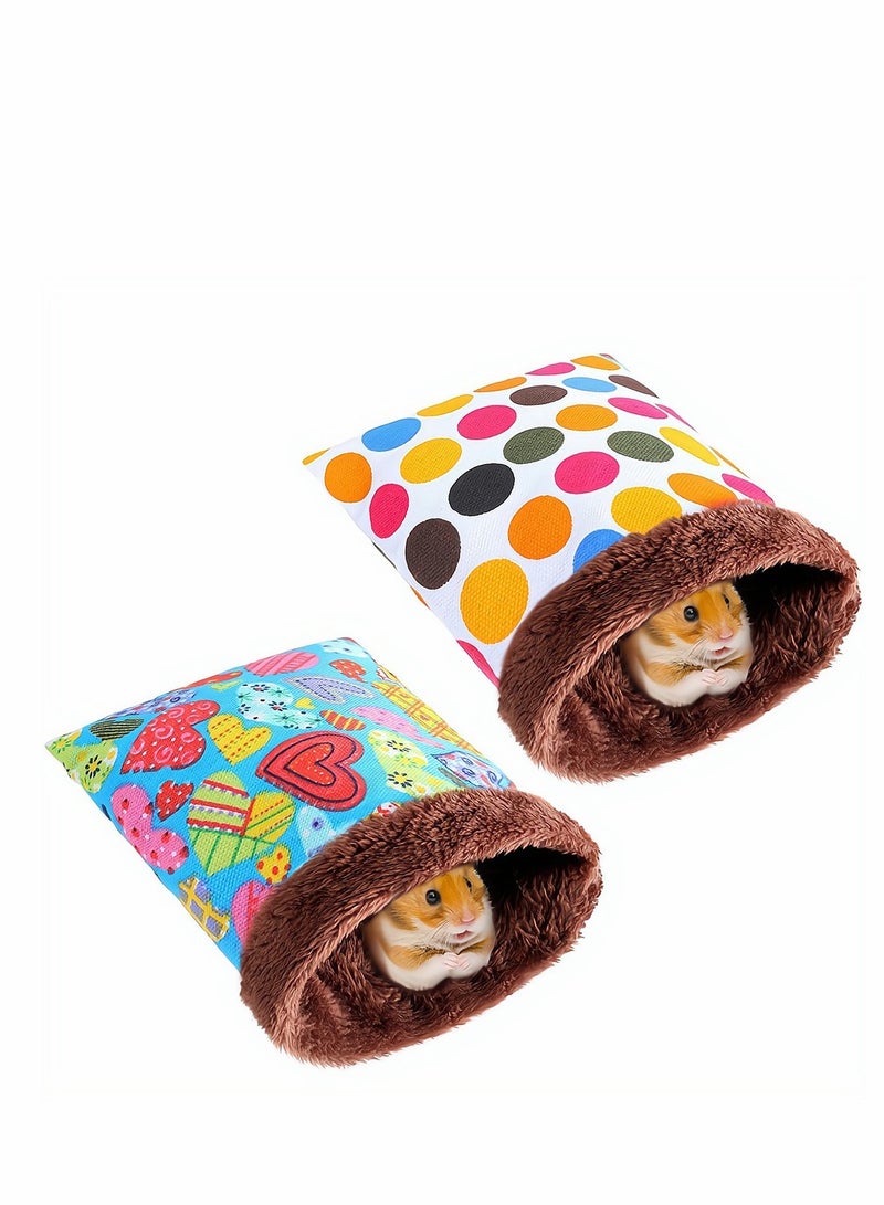 SYOSI Mini Hamster Bed Hamster Sleeping Bag Rat Hamster House Bed Small Pet Nest, Cute Warm Sleep Bed for Hamster Squirrel Ferret Small Pets, 2 Pieces  - Image 1