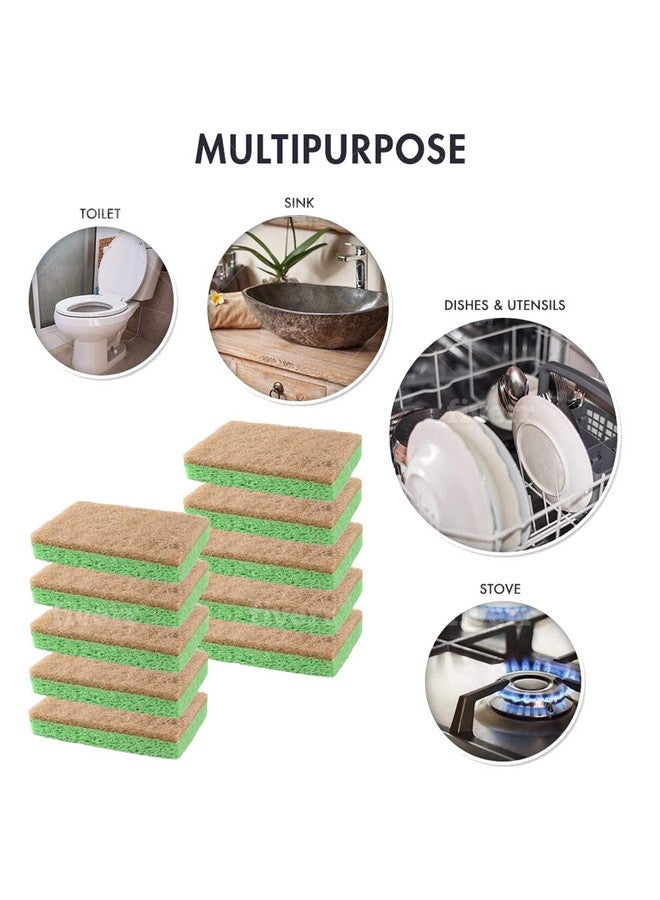 SCRUBIT Natural Sponge By Scrubit 10 Pack Biodegradable Cellulose Natural Sponges For Dishes With A Tough Eco Friendly Scouring Pad For Kitchen And Bathroom Non Stick Plant Based Compostable Sponges - Image 4