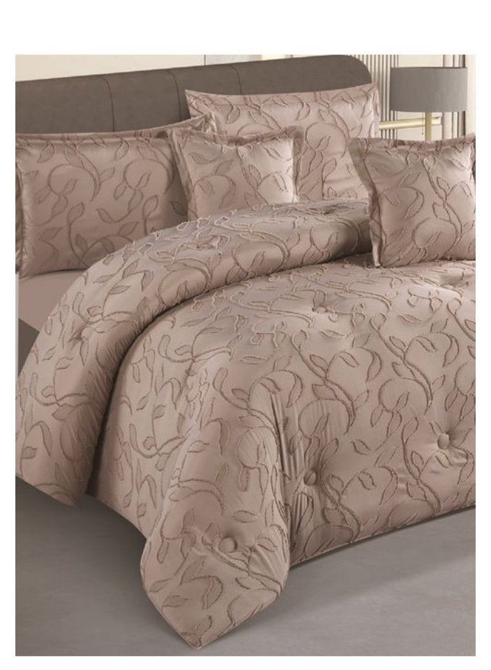 سمارت هوم مفرش سرير نفر  مطرز فخم من المايكروفايبر 100% ، غطاء سرير ، قابل للإستخدام على الوجهين، طقم مفارش بحشوة دبل  ، طقم نوم يتكون من 4 قطع ( مفرش بحشوة + شرشف مطاط للمرتبة +  كيس مخدة + كيس للوسادة المربعة  ) مقاس المفرش 170X230 سم ومقاس المغاط 120x200 سم ( اللون نفس الصورة) - Image 4