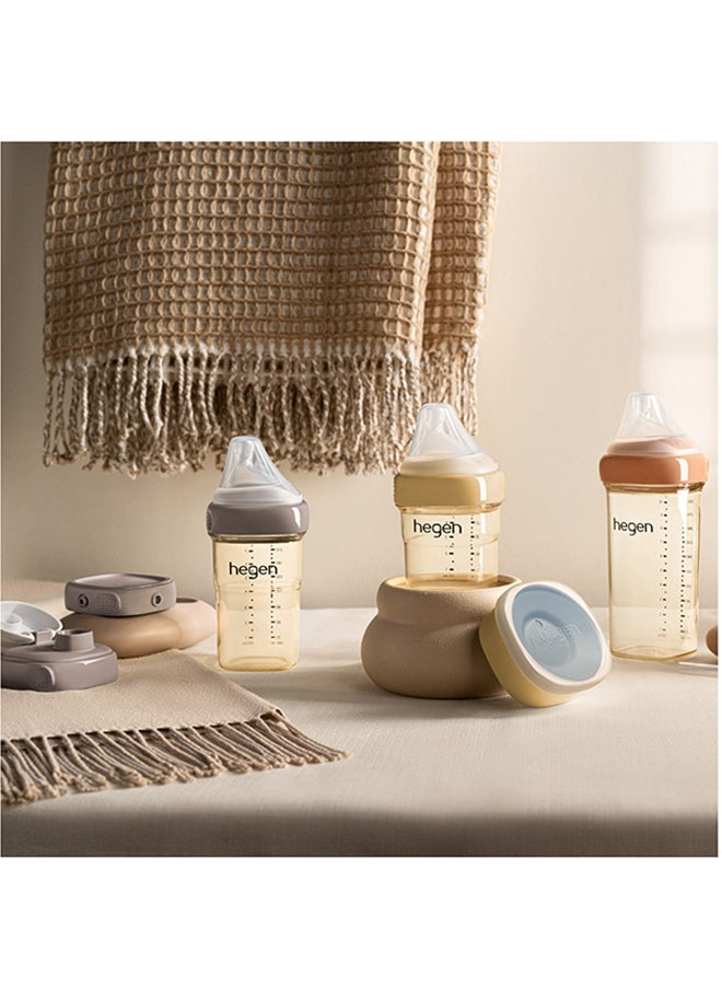 hegen PPSU All-Star Collection Feeding Bottle Set, Press-To-Close, Twist-To-Open - Includes 150ml, 240ml, 330ml Feeding Bottles, Storage Lids, Spouts, Straw Spout, All-Rounder Crown - Image 3