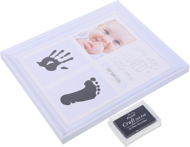 Handprint and Footprint Photo Frame for Newborns, White Keepsake Frame with Clay for Growth Memory, Suitable for Shower and Nursery Display - Image 1