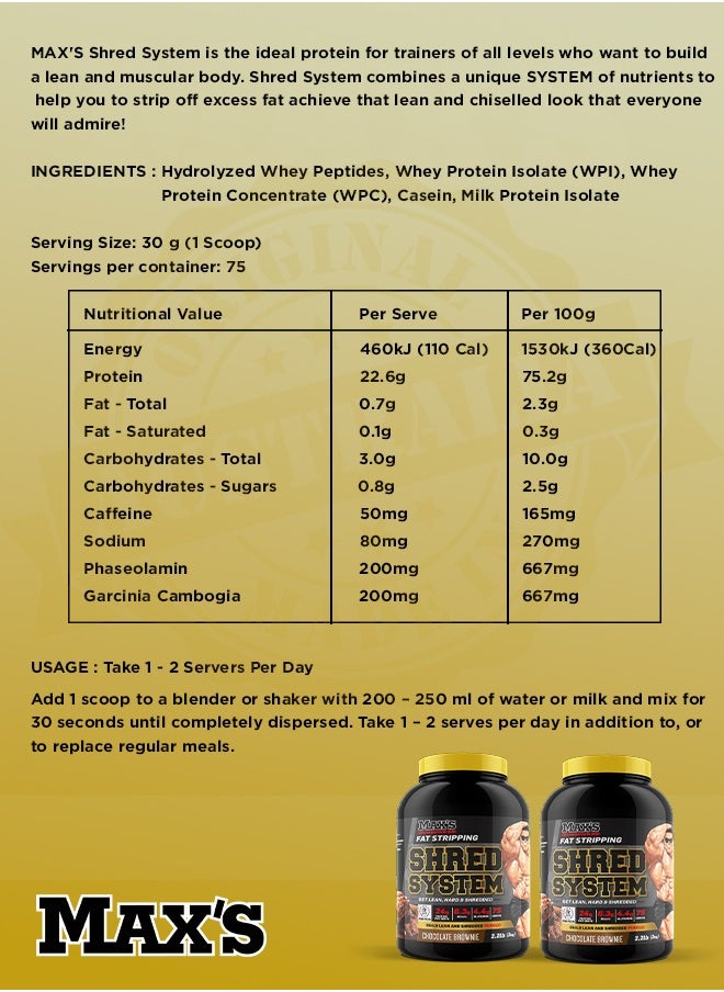 MAX'S - Shred System Build Lean and Shredded 2.27 g, Chocolate Brownie - Image 1