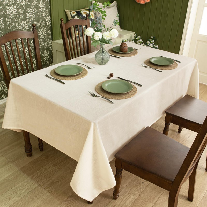 Karseteli Linen Textured Square Tablecloth  Slubby Lightweight Table Cloth 60 x 60 Inch  Water Resistant Stain Resistant Farmhouse Burlap Table Cover for Kitchen Dining Room - Image 2