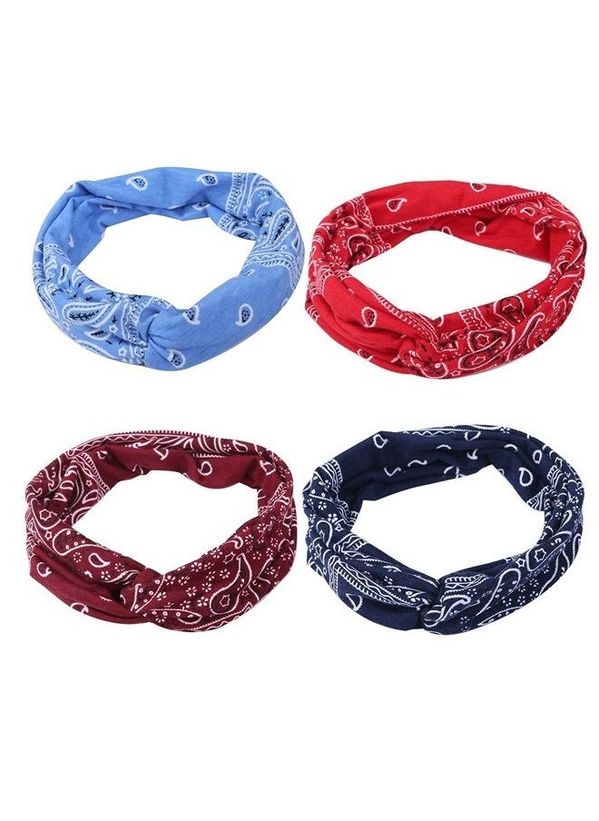 Retro Paisley Print Headbands for Women Knotted Boho Stretchy Headbands Head Wraps Yoga Sport Hair Bands for Girls 6packs