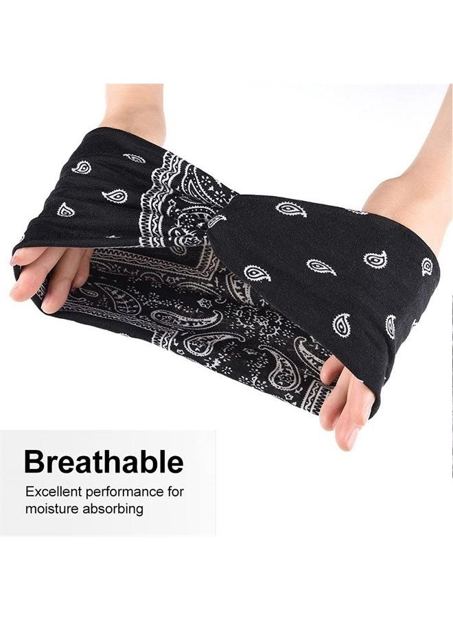 Retro Paisley Print Headbands for Women Knotted Boho Stretchy Headbands Head Wraps Yoga Sport Hair Bands for Girls 6packs