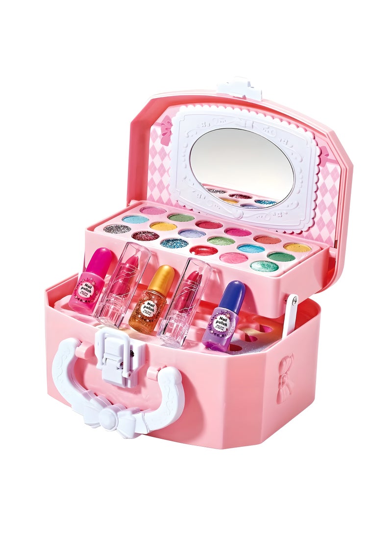 LIXADA Deluxe Plastic Suitcase with Makeup Kits for Girls - Real Makeup Toys with Mirror, Brush, Lipstick, Eyeshadows and Accessories - Ideal Birthday, Mother'S Day for Little Princesses, Play Makeup Set|Vibrant Color Palette|Durable Plastic Case, Makeup Kits for Kids 3+ - Image 2