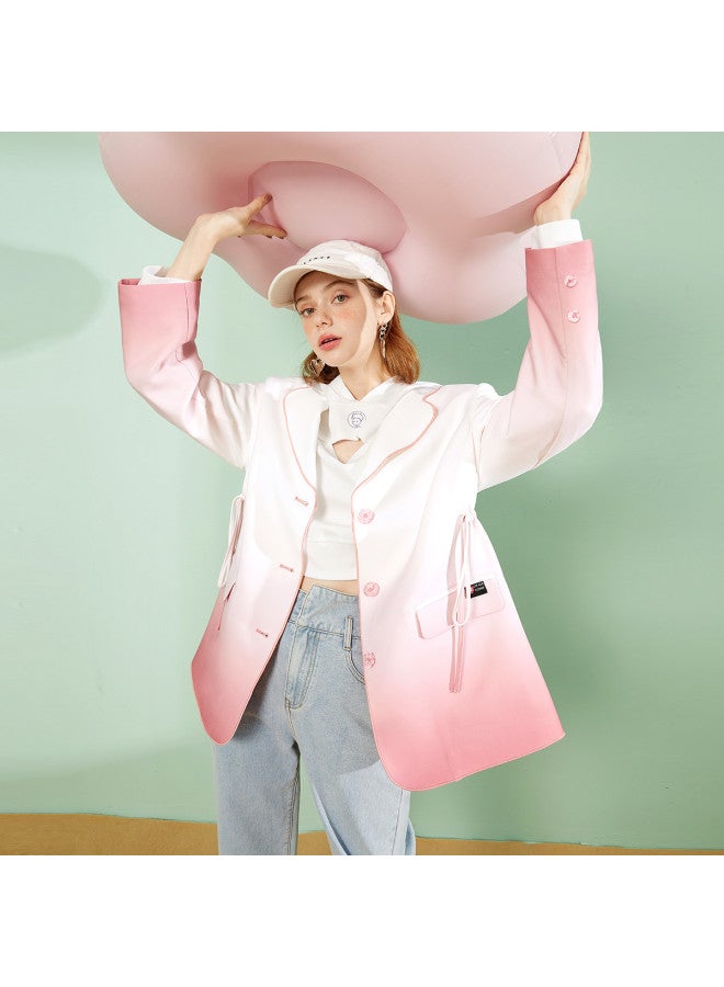 EPTISON College-Style Women'S Blazer With Drawstring Waist Design, Fashionable Gradient Trend, Stylish Women'S Suit For Autumn - Image 4