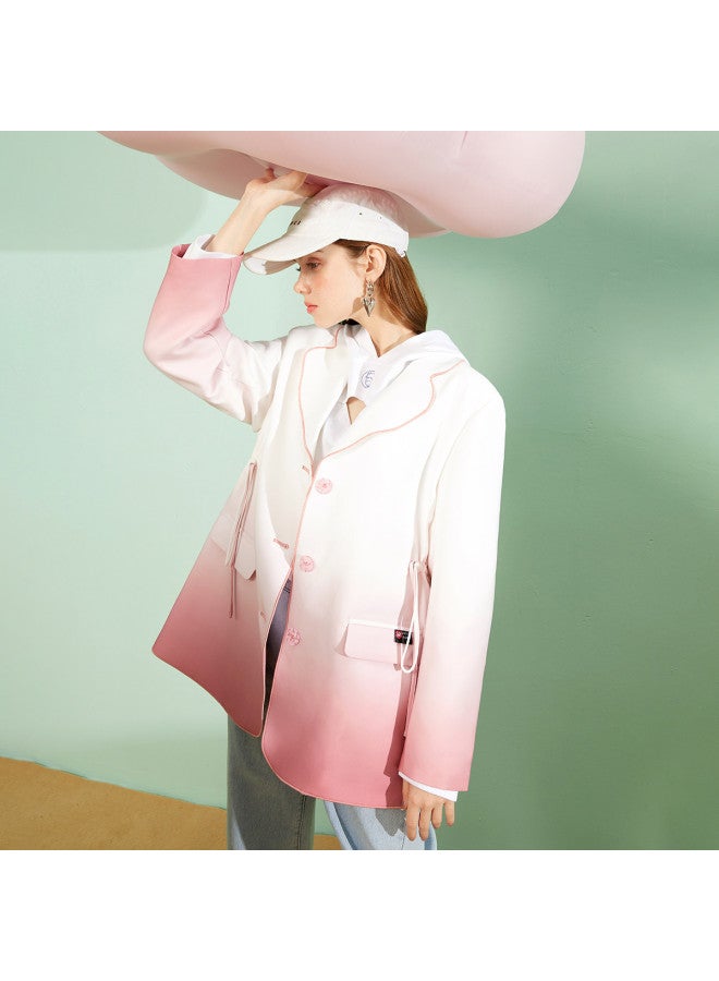 EPTISON College-Style Women'S Blazer With Drawstring Waist Design, Fashionable Gradient Trend, Stylish Women'S Suit For Autumn - Image 2