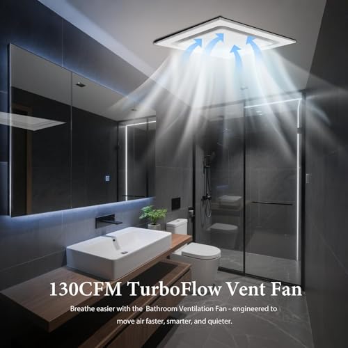 Orsong Bathroom Exhaust Fan 12" Panel Ultra Quiet without Light(10x10 Mount), 130CFM, 4" Duct for Bathroom/Garage/Home - Image 3