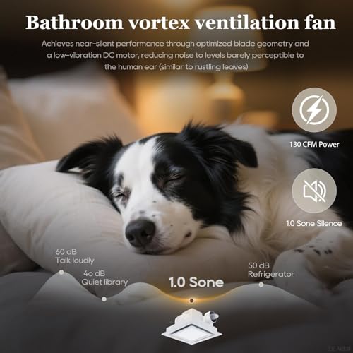 Orsong Bathroom Exhaust Fan 12" Panel Ultra Quiet without Light(10x10 Mount), 130CFM, 4" Duct for Bathroom/Garage/Home - Image 4