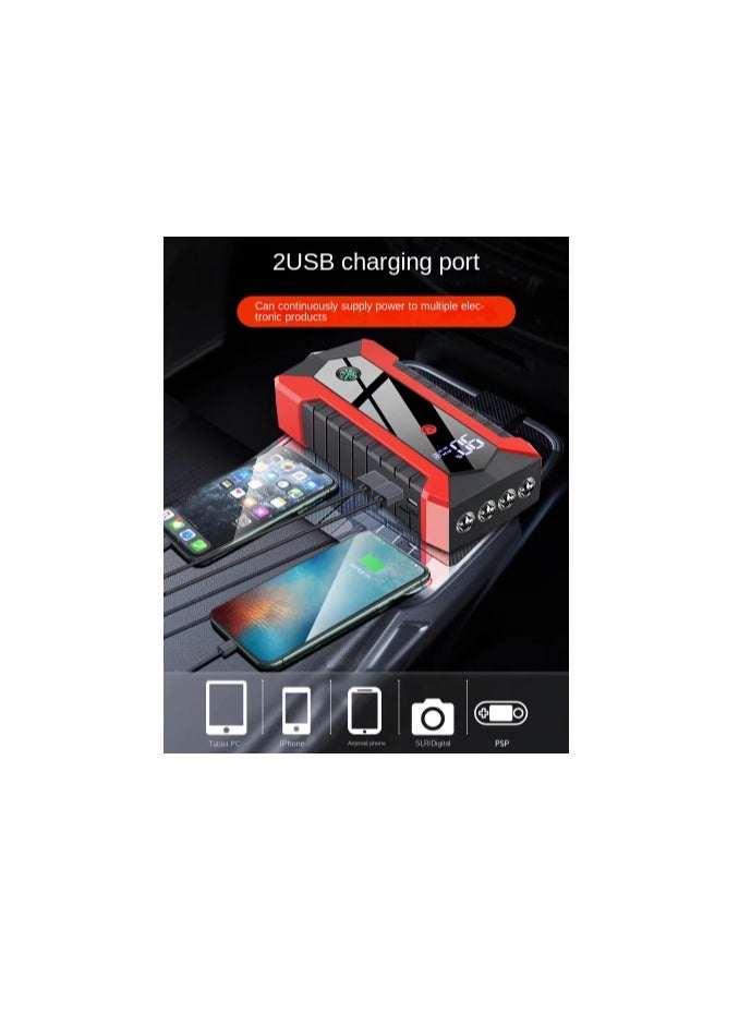 Generic Emergency  Car Jump Starter Power Bank, 2000A/12V Peak Current 10000mAh Portable Jump Starter with 33W USB-C Power Delivery, Dual QC 3.0 USB Ports, LED Light (Reddish black).  - Image 3