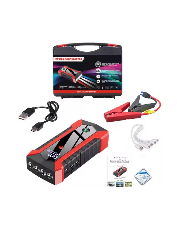 Generic Emergency  Car Jump Starter Power Bank, 2000A/12V Peak Current 10000mAh Portable Jump Starter with 33W USB-C Power Delivery, Dual QC 3.0 USB Ports, LED Light (Reddish black).  - Image 1