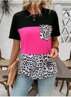 Shein SHEIN LUNE Leopard Color Block Patch Pocket T-Shirt For Vacation & Leisure  - Image 5