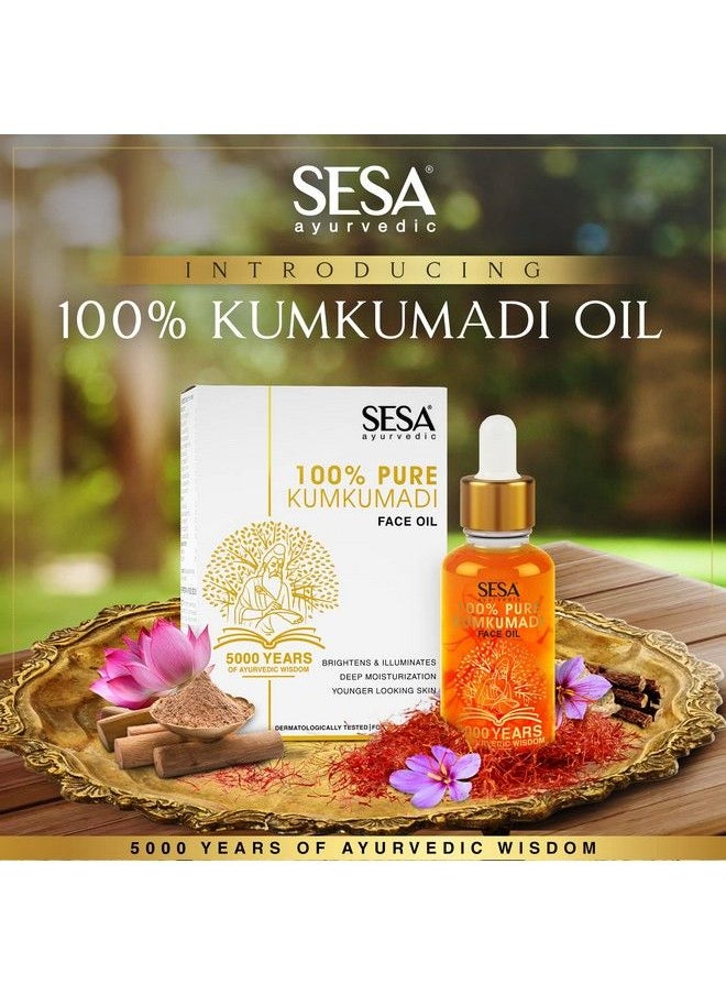Sesa - Kumkumadi Face Oil 15Ml 100% Pure Kumkumadi Tailam ;Radiant & Glowing Face ; Helps Reduce Dark Spots & Pigmentation ; Skin Lightening & Brightening Anti Ageing Helps Smoothen Fine Lines & Wrinkles - Image 1